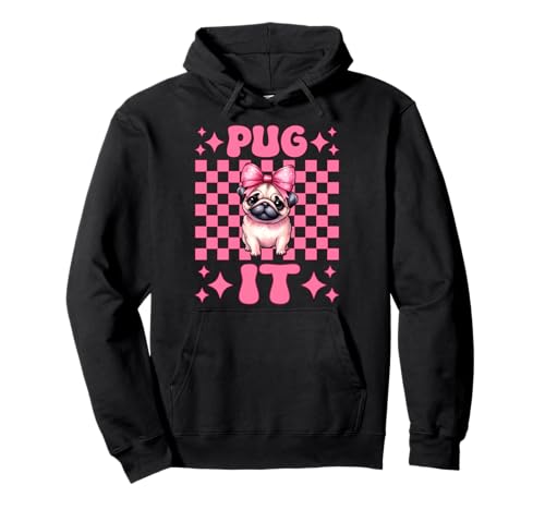 Mops It Hunde-Mädchen Mops Mom Rosa Kokette Schleife Pullover Hoodie von Womens Pink Coquette Bow Pug Dog Gifts