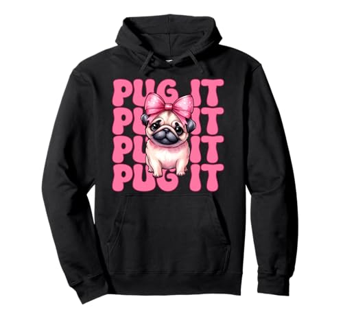 Mops It Hunde-Mädchen Mops Mom Rosa Kokette Schleife Pullover Hoodie von Womens Pink Coquette Bow Pug Dog Gifts