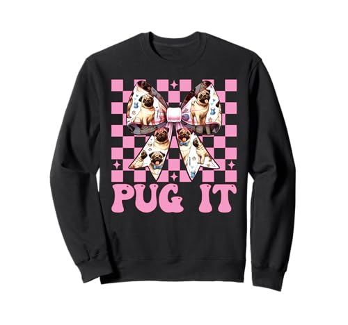 Mops It Hunde-Mädchen Mops Mom Rosa Kokette Schleife Sweatshirt von Womens Pink Coquette Bow Pug Dog Gifts
