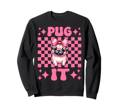 Mops It Hunde-Mädchen Mops Mom Rosa Kokette Schleife Sweatshirt von Womens Pink Coquette Bow Pug Dog Gifts