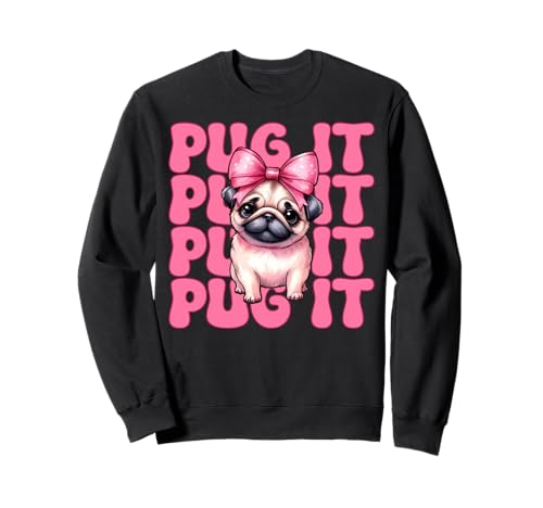 Mops It Hunde-Mädchen Mops Mom Rosa Kokette Schleife Sweatshirt von Womens Pink Coquette Bow Pug Dog Gifts