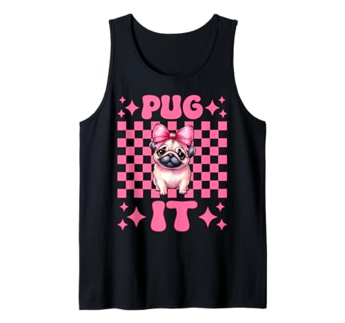 Mops It Hunde-Mädchen Mops Mom Rosa Kokette Schleife Tank Top von Womens Pink Coquette Bow Pug Dog Gifts