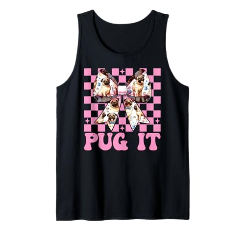 Mops It Hunde-Mädchen Mops Mom Rosa Kokette Schleife Tank Top von Womens Pink Coquette Bow Pug Dog Gifts