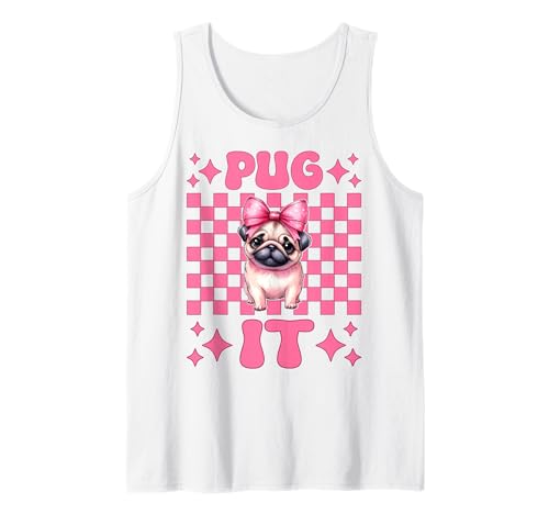 Mops It Hunde-Mädchen Mops Mom Rosa Kokette Schleife Tank Top von Womens Pink Coquette Bow Pug Dog Gifts