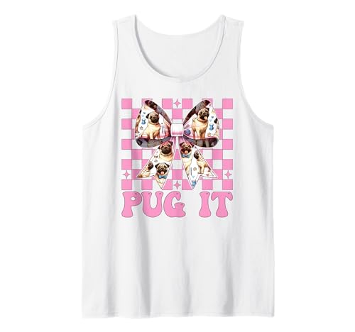 Mops It Hunde-Mädchen Mops Mom Rosa Kokette Schleife Tank Top von Womens Pink Coquette Bow Pug Dog Gifts
