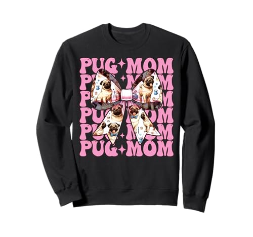 Mops Mama Mops Mama Hund Muttertag Rosa Kokette Schleife Sweatshirt Mops Mama Mops Mama Hund Muttertag Rosa Kokette Schleife Sweatshirt von Womens Pink Coquette Bow Pug Dog Gifts