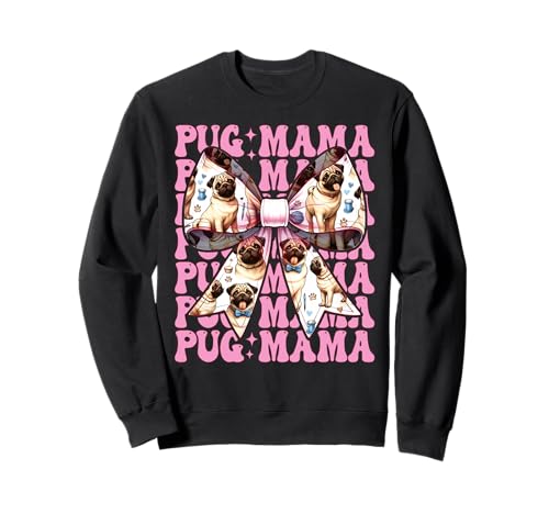 Mops Mama Mops Mama Hund Muttertag Rosa Kokette Schleife Sweatshirt Mops Mama Mops Mama Hund Muttertag Rosa Kokette Schleife Sweatshirt von Womens Pink Coquette Bow Pug Dog Gifts