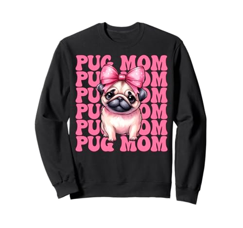 Mops Mama Mops Mama Hund Muttertag Rosa Kokette Schleife Sweatshirt Mops Mama Mops Mama Hund Muttertag Rosa Kokette Schleife Sweatshirt von Womens Pink Coquette Bow Pug Dog Gifts