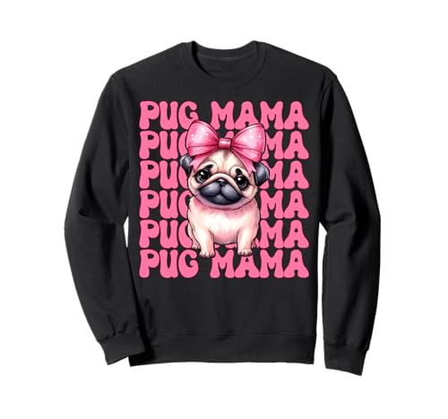 Mops Mama Mops Mama Hund Muttertag Rosa Kokette Schleife Sweatshirt Mops Mama Mops Mama Hund Muttertag Rosa Kokette Schleife Sweatshirt von Womens Pink Coquette Bow Pug Dog Gifts