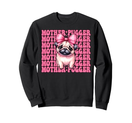 Mother Pugger Mops Hund Mädchen Mops Mama Rosa Kokette Schleife Sweatshirt von Womens Pink Coquette Bow Pug Dog Gifts