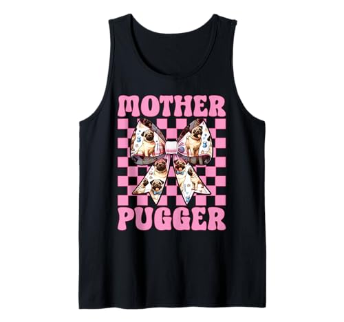 Mother Pugger Mops Hund Mädchen Mops Mama Rosa Kokette Schleife Tank Top von Womens Pink Coquette Bow Pug Dog Gifts