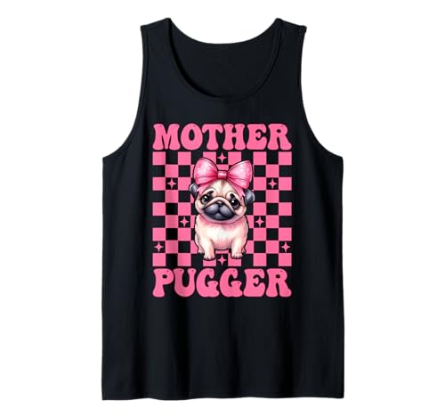 Mother Pugger Mops Hund Mädchen Mops Mama Rosa Kokette Schleife Tank Top von Womens Pink Coquette Bow Pug Dog Gifts