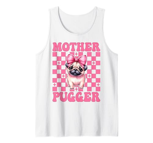 Mother Pugger Mops Hund Mädchen Mops Mama Rosa Kokette Schleife Tank Top von Womens Pink Coquette Bow Pug Dog Gifts