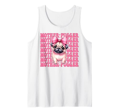 Mother Pugger Mops Hund Mädchen Mops Mama Rosa Kokette Schleife Tank Top von Womens Pink Coquette Bow Pug Dog Gifts