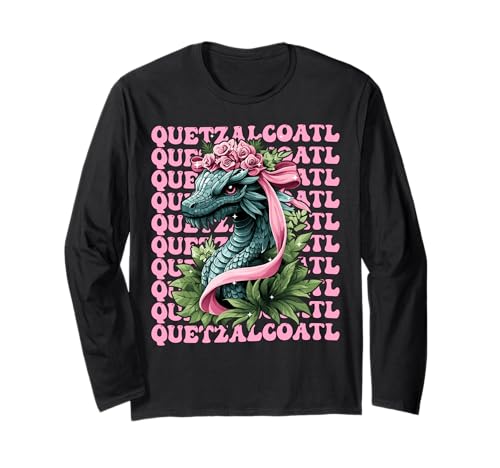 Quetzalcoatl Aztekengott Mythologie Maya Inka-Mädchen Kokette Langarmshirt von Womens Pink Coquette Bow Quetzalcoatl Aztec Gifts