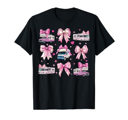 RV Camper RV Camping Urlaub Wohnmobil Mädchen Kokette Schleife T-Shirt von Womens Pink Coquette Bow RV Camper Camping Gifts
