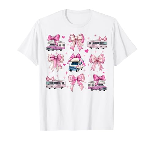 RV Camper RV Camping Urlaub Wohnmobil Mädchen Kokette Schleife T-Shirt von Womens Pink Coquette Bow RV Camper Camping Gifts