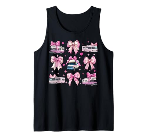 RV Camper RV Camping Urlaub Wohnmobil Mädchen Kokette Schleife Tank Top von Womens Pink Coquette Bow RV Camper Camping Gifts