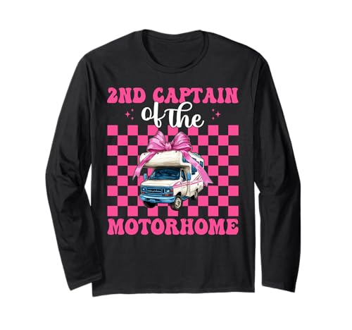 2. Captain of The Wohnmobil, Wohnmobil, Camping, Camper, Mädchen, Mutter Langarmshirt von Womens Pink Coquette Bow RV Camping Camper Gifts