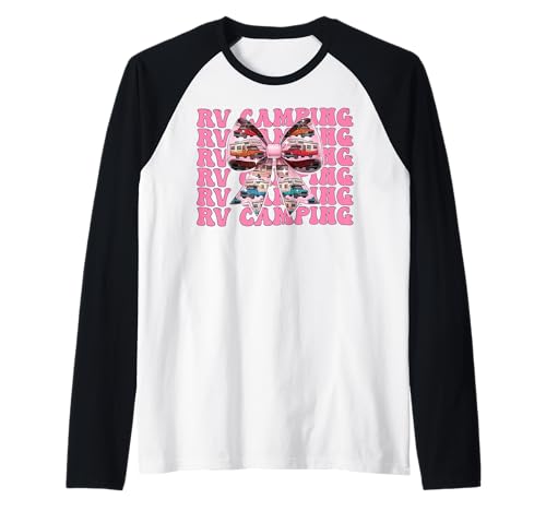 Coquette Bow RV Camping Camper Wohnmobil Mädchen Mama Rosa Raglan Coquette Bow RV Camping Camper Wohnmobil Mädchen Mama Rosa Raglan von Womens Pink Coquette Bow RV Camping Camper Gifts