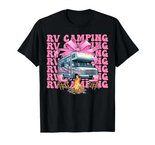 Coquette Bow RV Camping Camper Wohnmobil Mädchen Mama Rosa T-Shirt Coquette Bow RV Camping Camper Wohnmobil Mädchen Mama Rosa T-Shirt von Womens Pink Coquette Bow RV Camping Camper Gifts