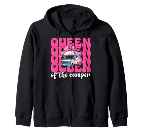 Queen of The Camper RV Camping Camper Wohnmobil Mädchen Mama Kapuzenjacke von Womens Pink Coquette Bow RV Camping Camper Gifts
