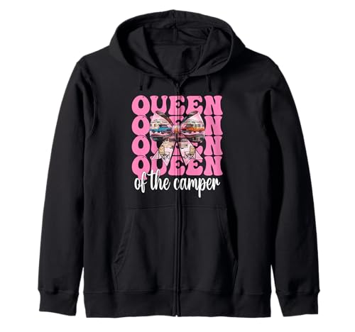 Queen of The Camper RV Camping Camper Wohnmobil Mädchen Mama Kapuzenjacke von Womens Pink Coquette Bow RV Camping Camper Gifts
