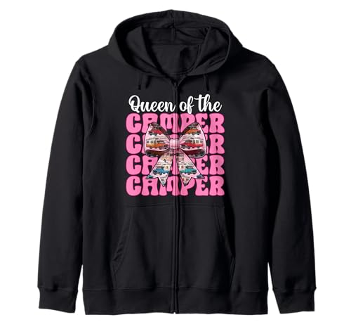 Queen of The Camper RV Camping Camper Wohnmobil Mädchen Mama Kapuzenjacke von Womens Pink Coquette Bow RV Camping Camper Gifts