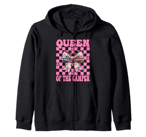 Queen of The Camper RV Camping Camper Wohnmobil Mädchen Mama Kapuzenjacke von Womens Pink Coquette Bow RV Camping Camper Gifts