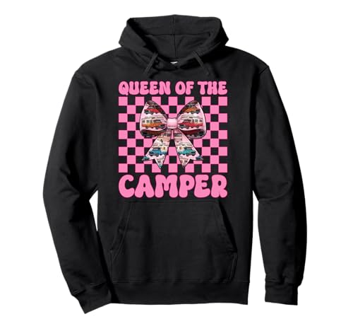 Queen of The Camper RV Camping Camper Wohnmobil Mädchen Mama Pullover Hoodie von Womens Pink Coquette Bow RV Camping Camper Gifts