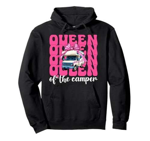 Queen of The Camper RV Camping Camper Wohnmobil Mädchen Mama Pullover Hoodie von Womens Pink Coquette Bow RV Camping Camper Gifts