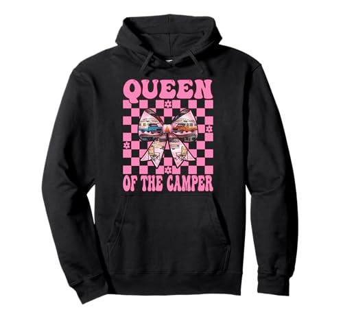 Queen of The Camper RV Camping Camper Wohnmobil Mädchen Mama Pullover Hoodie von Womens Pink Coquette Bow RV Camping Camper Gifts
