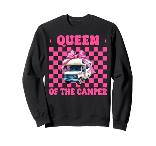 Queen of The Camper RV Camping Camper Wohnmobil Mädchen Mama Sweatshirt von Womens Pink Coquette Bow RV Camping Camper Gifts