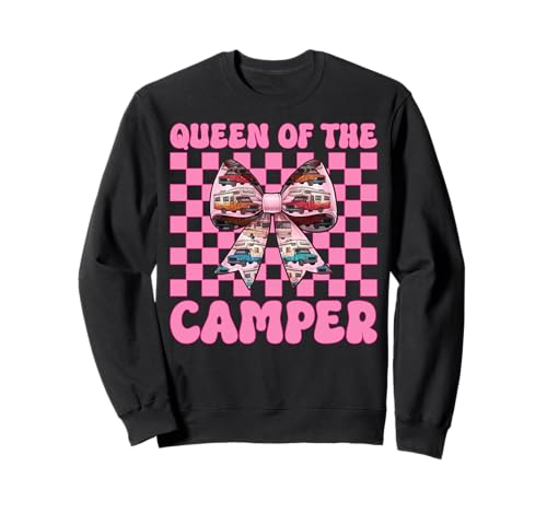 Queen of The Camper RV Camping Camper Wohnmobil Mädchen Mama Sweatshirt von Womens Pink Coquette Bow RV Camping Camper Gifts