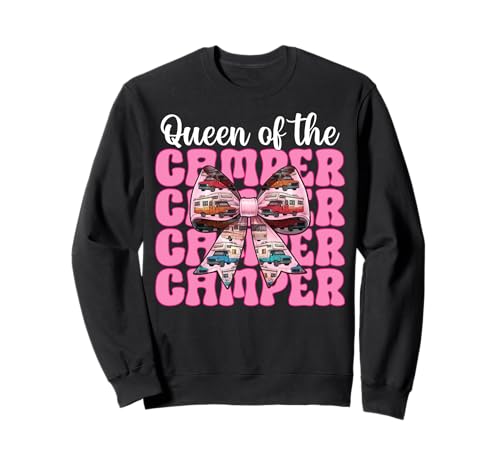 Queen of The Camper RV Camping Camper Wohnmobil Mädchen Mama Sweatshirt von Womens Pink Coquette Bow RV Camping Camper Gifts