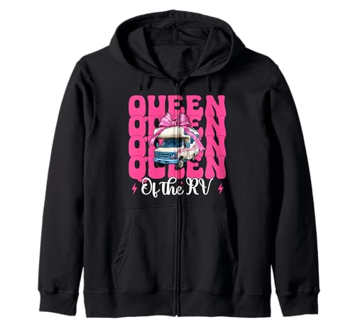 Queen of The Rv Camping Camper Wohnmobil Mädchen Mama Kokette Kapuzenjacke von Womens Pink Coquette Bow RV Camping Camper Gifts