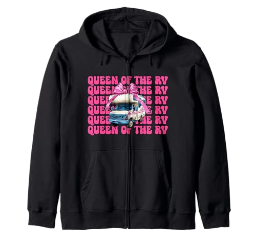 Queen of The Rv Camping Camper Wohnmobil Mädchen Mama Kokette Kapuzenjacke von Womens Pink Coquette Bow RV Camping Camper Gifts