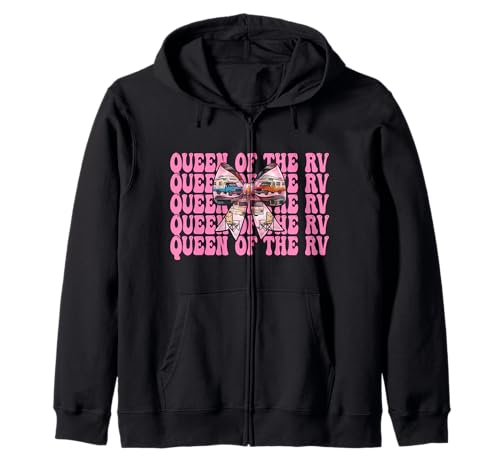 Queen of The Rv Camping Camper Wohnmobil Mädchen Mama Kokette Kapuzenjacke von Womens Pink Coquette Bow RV Camping Camper Gifts