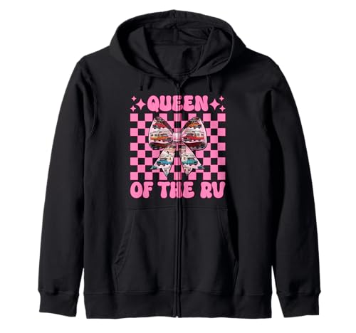 Queen of The Rv Camping Camper Wohnmobil Mädchen Mama Kokette Kapuzenjacke von Womens Pink Coquette Bow RV Camping Camper Gifts