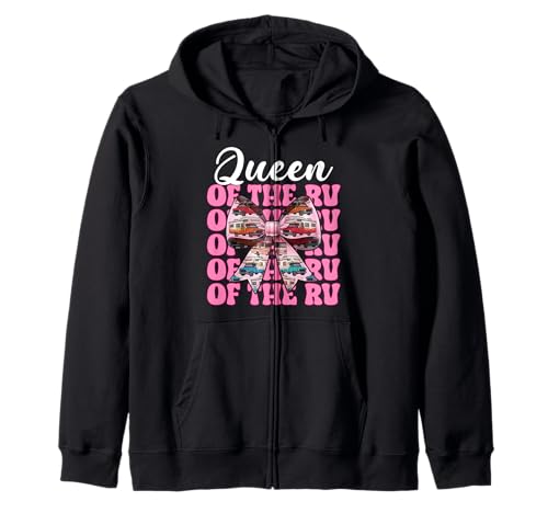 Queen of The Rv Camping Camper Wohnmobil Mädchen Mama Kokette Kapuzenjacke von Womens Pink Coquette Bow RV Camping Camper Gifts