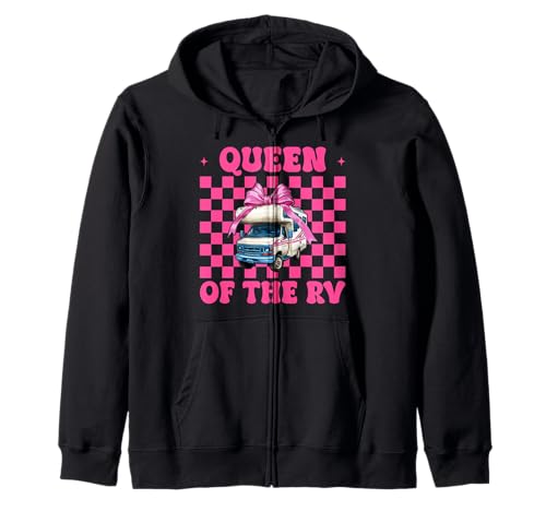 Queen of The Rv Camping Camper Wohnmobil Mädchen Mama Kokette Kapuzenjacke von Womens Pink Coquette Bow RV Camping Camper Gifts
