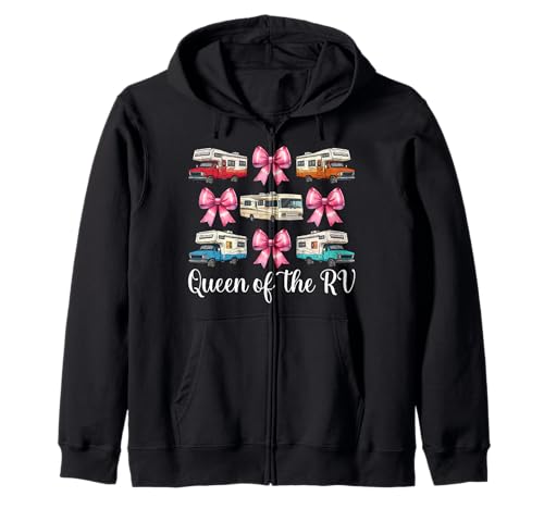 Queen of The Rv Camping Camper Wohnmobil Mädchen Mama Kokette Kapuzenjacke von Womens Pink Coquette Bow RV Camping Camper Gifts