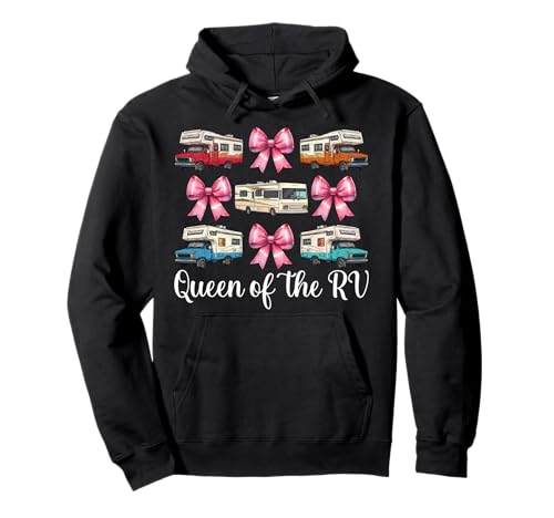 Queen of The Rv Camping Camper Wohnmobil Mädchen Mama Kokette Pullover Hoodie von Womens Pink Coquette Bow RV Camping Camper Gifts