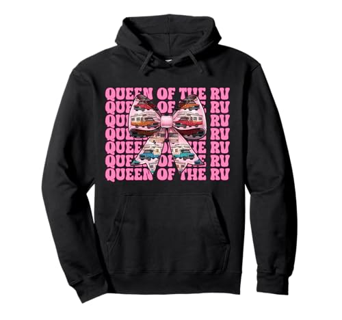 Queen of The Rv Camping Camper Wohnmobil Mädchen Mama Kokette Pullover Hoodie von Womens Pink Coquette Bow RV Camping Camper Gifts
