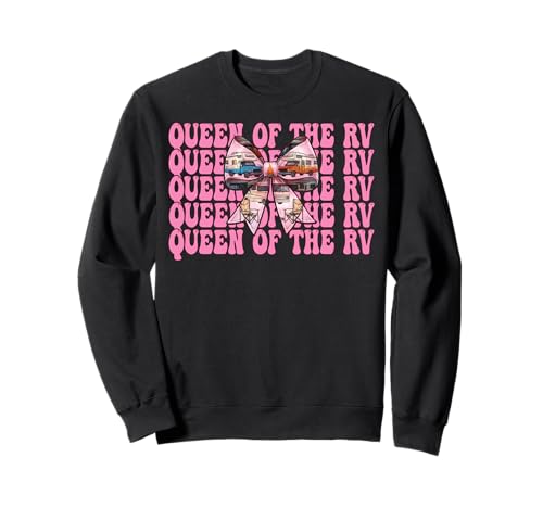 Queen of The Rv Camping Camper Wohnmobil Mädchen Mama Kokette Sweatshirt von Womens Pink Coquette Bow RV Camping Camper Gifts