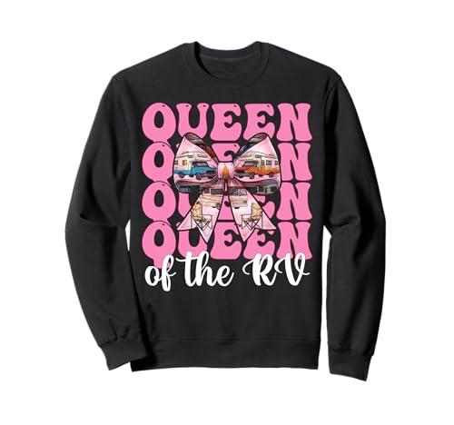 Queen of The Rv Camping Camper Wohnmobil Mädchen Mama Kokette Sweatshirt von Womens Pink Coquette Bow RV Camping Camper Gifts