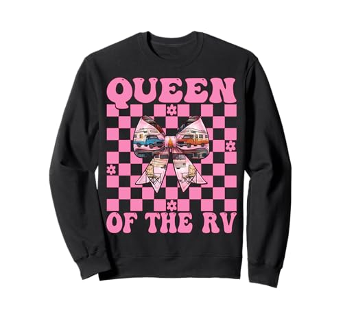 Queen of The Rv Camping Camper Wohnmobil Mädchen Mama Kokette Sweatshirt von Womens Pink Coquette Bow RV Camping Camper Gifts