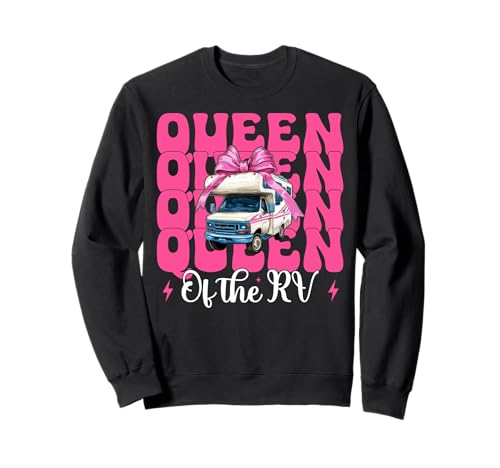 Queen of The Rv Camping Camper Wohnmobil Mädchen Mama Kokette Sweatshirt von Womens Pink Coquette Bow RV Camping Camper Gifts