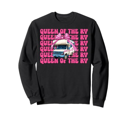 Queen of The Rv Camping Camper Wohnmobil Mädchen Mama Kokette Sweatshirt von Womens Pink Coquette Bow RV Camping Camper Gifts