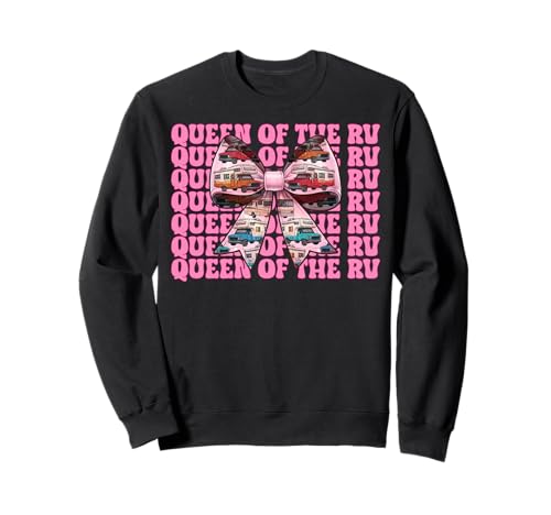 Queen of The Rv Camping Camper Wohnmobil Mädchen Mama Kokette Sweatshirt von Womens Pink Coquette Bow RV Camping Camper Gifts
